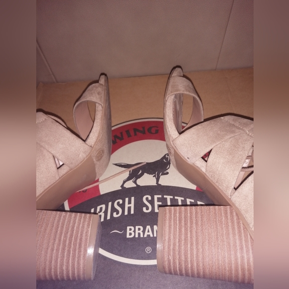 Merona Target Taupe Harriet Lace Up Heeled Faux Suede Quarter Strap Sandals - Picture 7 of 9